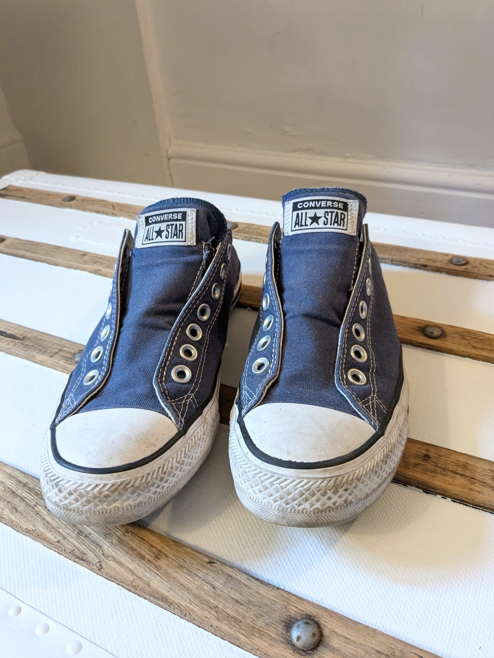 Converse Chuck Taylor All Star Slip-On Canvas Sneakers in Navy Blue